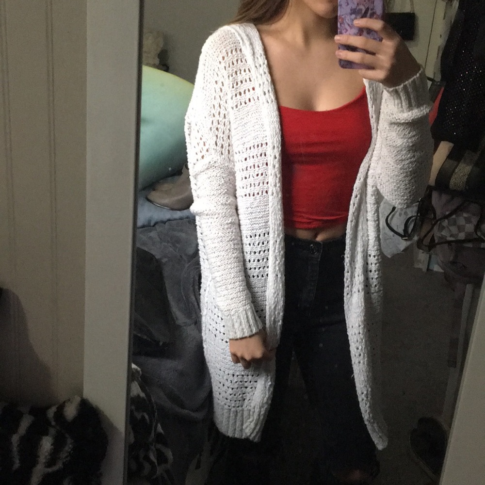 White knitted cover up